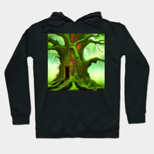 Tree House Portrait, greenery Outside, Cute Nature Hoodie